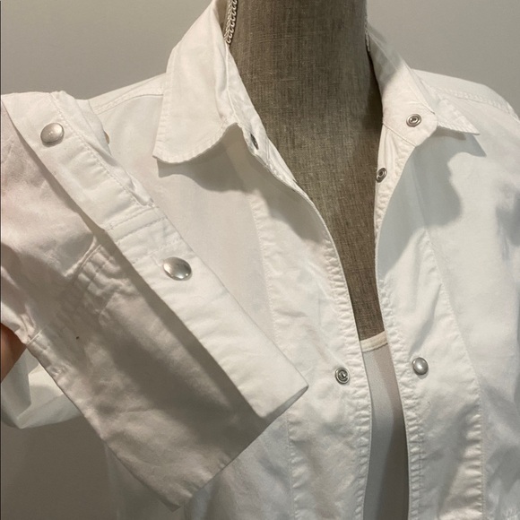 Diesel White Layered Peplum Shirt Snap Front Size medium - Picture 9 of 14